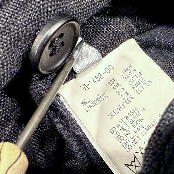 By Tomoaki Okaniwa  - The Viridi-anne Black Linen Men's Jacket, Japanese Size 3 - Picture 11 of 16